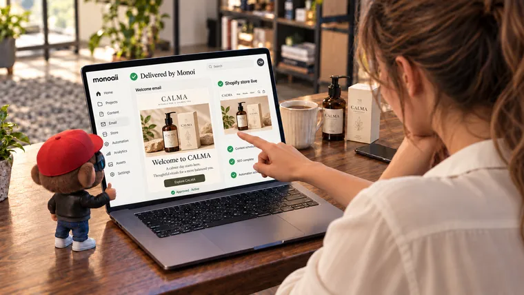 Illustrated example of your shopify store work with MonoAii